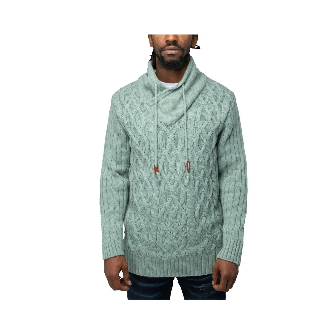Mens Xray Jeans Green Cable Knit Shawl Neck Sherpa‎ Lined Sweater 3XL